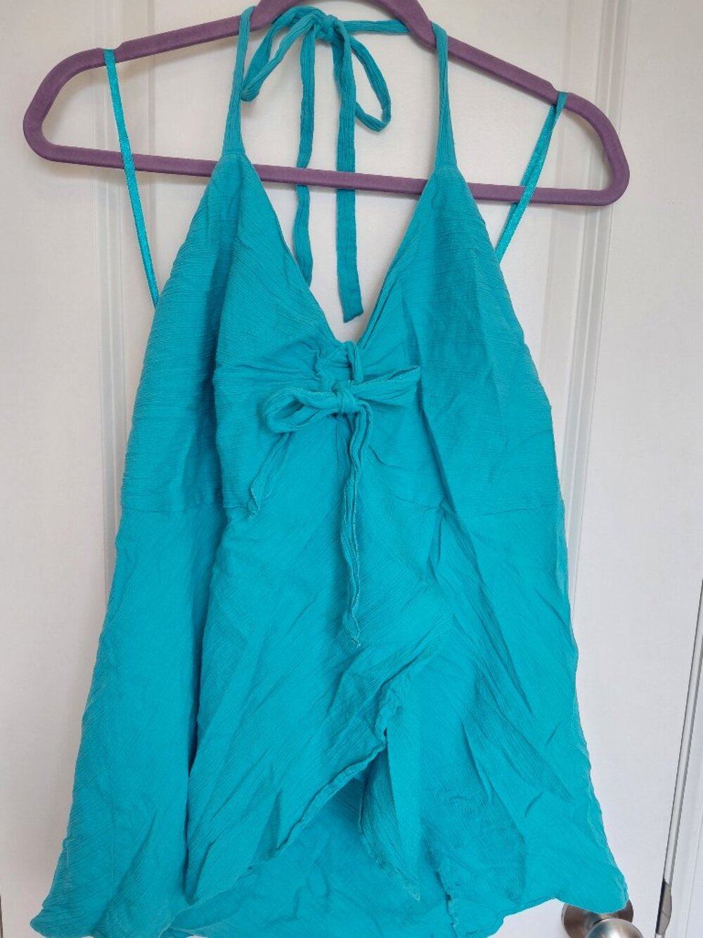 Turquoise Linen Halter Top